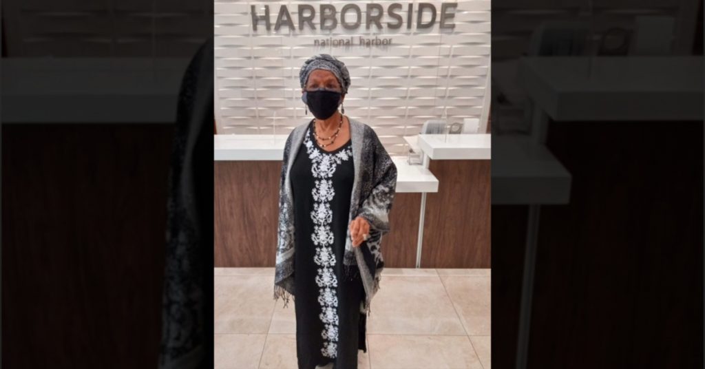 Deborah Pair Chandler wearing African-inspired wardrobes during the month of February in recognition of Black History Month