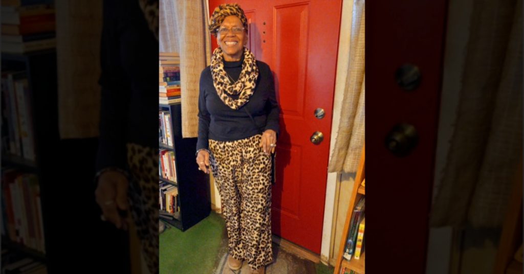 Deborah Pair Chandler wearing African-inspired wardrobes during the month of February in recognition of Black History Month