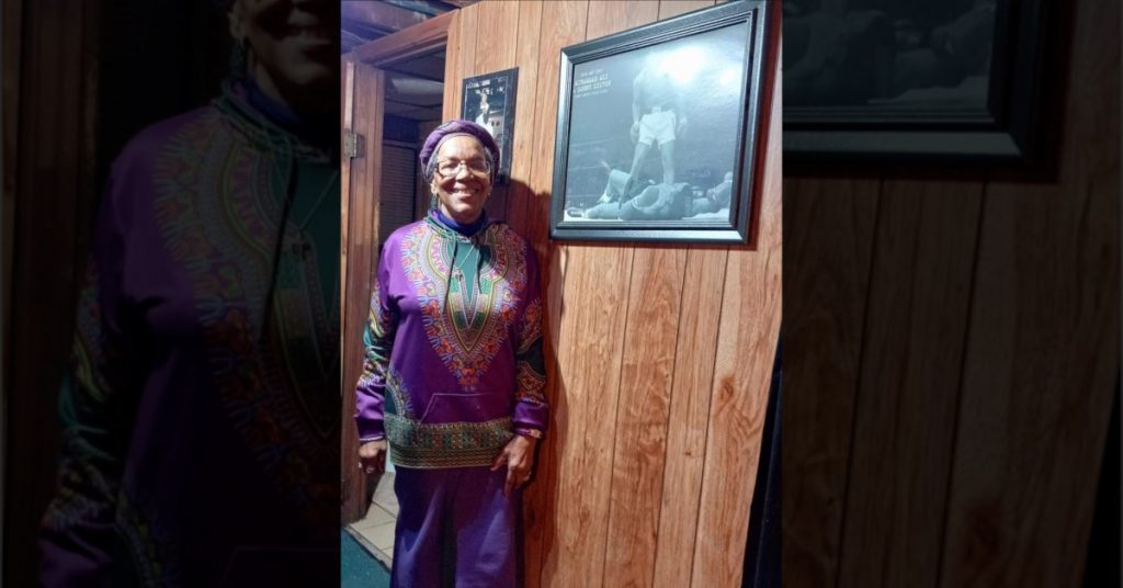 Deborah Pair Chandler wearing African-inspired wardrobes during the month of February in recognition of Black History Month